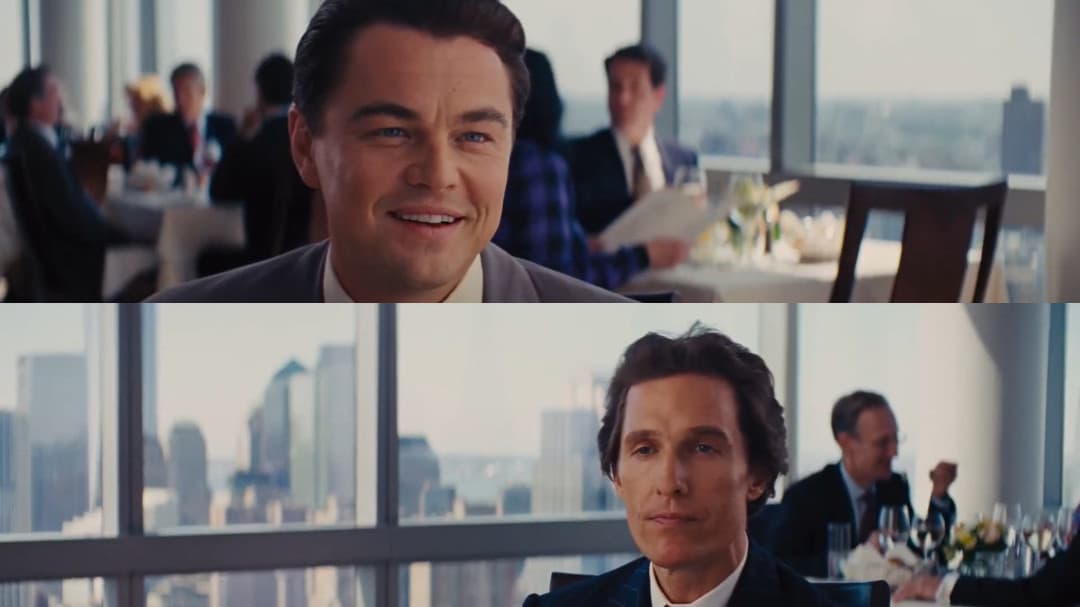 Campo e controcampo: Frame del film The Wolf of Wall Street